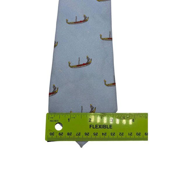 Fabris Venezia Neck Tie Mens 100% Silk Blue Gondola Venetian Boat Made In Italy - Picture 2 of 6